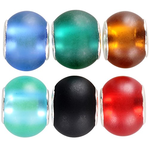 RUBYCA 100 Pcs Bulk Frosted Murano Glass Beads Fit European Charm Bracelet for DIY Jewelry Making