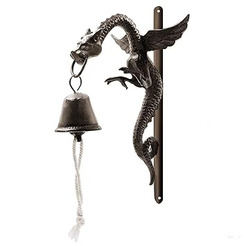 DreamsEden Wall Mount Cast Iron Doorbell, Rustic Dragon Art Door Bell for Garden Yard Home Decor