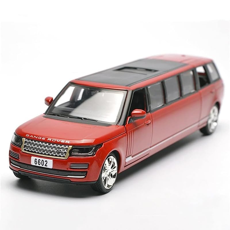 Image of New 1:32 Long Rang Rover Diecast Alloy Metal Pull Back Car with Openable Doors Music Sound and Light Vehicle Toy Car for Kids Boys (Red)