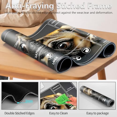 Image of for MTG Playmat with Card Storage Bag,Non-Slip Rubber Base & Smooth Surface 24x14in,Beginner-Friendly Magic Mat for Commander Deck,Cute Dog