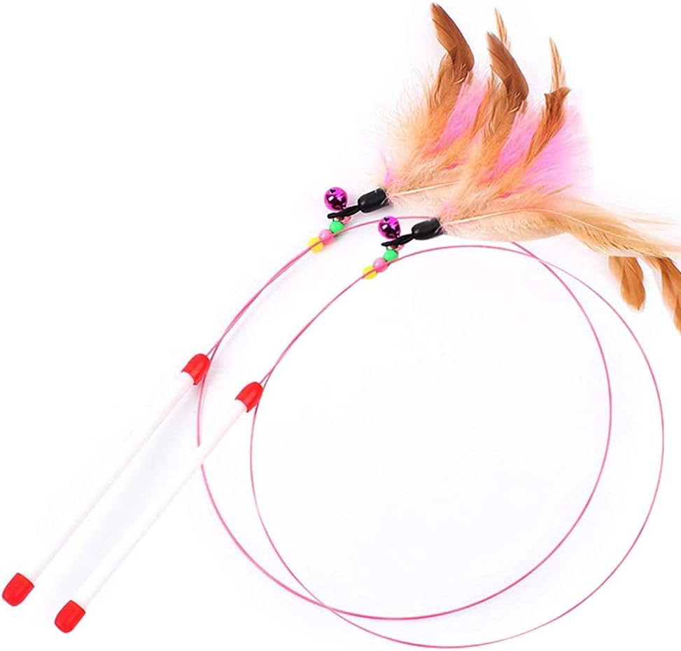 EXTREE Cat Feather Toy, Simulation Bird Feather Toy, Cat Teaser and Exerciser Wand Telescopic Cat Fishing Pole Toy for Indoor Kitty Old…