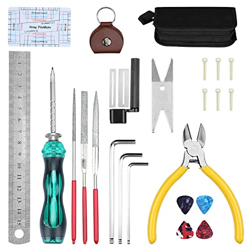 Podazz 26 Piezas Kit Herramientas Guitarra Eléctrica, Cuidado de Guitarra Limpieza y Mantenimiento, Kit de Limpieza de Mantenimiento Guitarra para Ukelele Banjo Bajo Cover