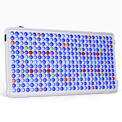 Relassy Aquarium Light, 300W Full Spectrum Led Coral Reef Light for Saltwater Freshwater Fish Tank with 2 Dimmables White & Blue Light