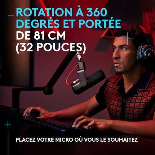 Logitech G Compass Bras articulé de diffusion pour microphone avec rangement de câbles noir - 5