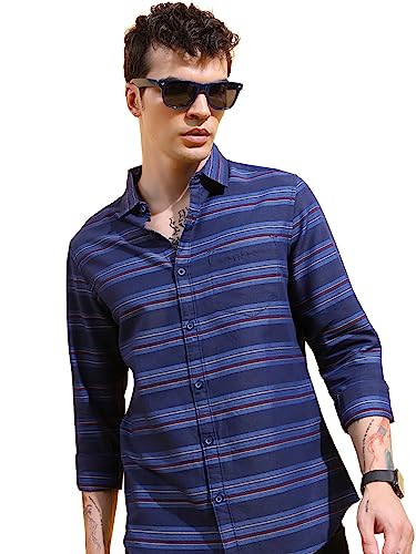 Image of KETCH Men Slim Fit Striped Full Sleeve Shirt