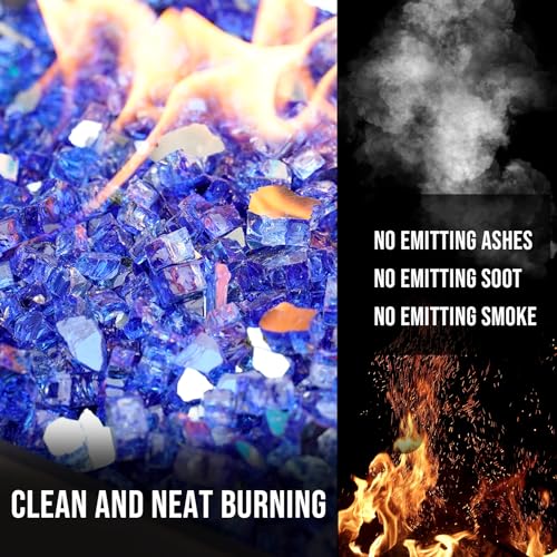 Image of Skyflame High Luster 10-Pound Fire Glass for Fire Pit Fireplace Landscaping, 1 /2-Inch Cobalt Blue Reflective
