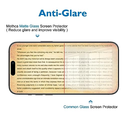 Mothca Matte Glass Screen Protector for iPhone 15 Pro Max (6.7 inch) Anti-Glare & Anti-Fingerprint Tempered Glass Clear Film, [Easy Installation Frame] Case Friendly, Bubble Free - Smooth as Silk by Mothca - Image 6