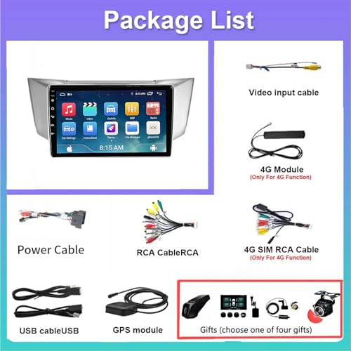 Autoradio Bluetooth Android 13 écran tactile compatible Lexus RX350 RX400H navigation - 8