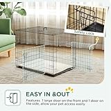 PawHut Dog Crate, Folding Metal Dog Cage with Two Doors, Tray, Soft Cushion, for Small Dogs, 76 x 53 x 60 cm, Black - Image 4