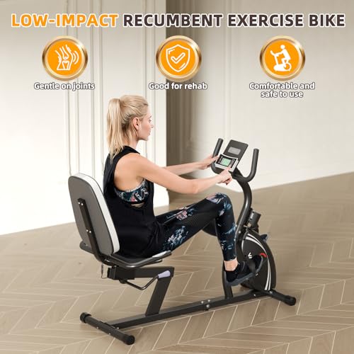 Image of VANSWE Recumbent Exercise Bike for Home Seniors with 380 LB Weight Capacity | Fit 5'1 inch-6'1 inch, 16-Level Magnetic Resistance, Bluetooth App Connectivity, Whisper Quiet(＜10DB), Back-lit LED Display & Pulse