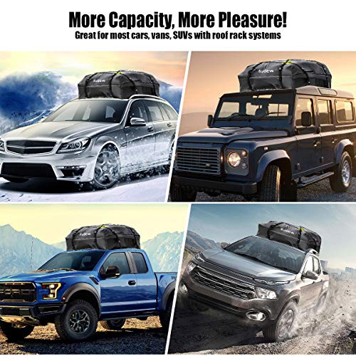 Audew Roof Top Cargo Carrier, Outdoor Waterproof Rooftop Cargo Bag for All Vehicles, Travel Luggage Rack Bag for Summer Camping Road Trip (15 Cubic Feet)