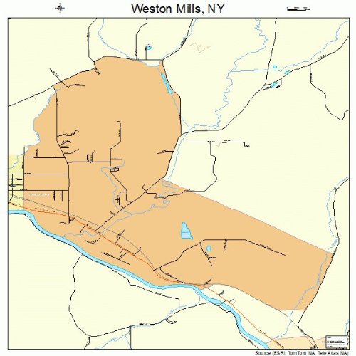 Large Street & Road Map of Weston Mills, New York NY Printed poster