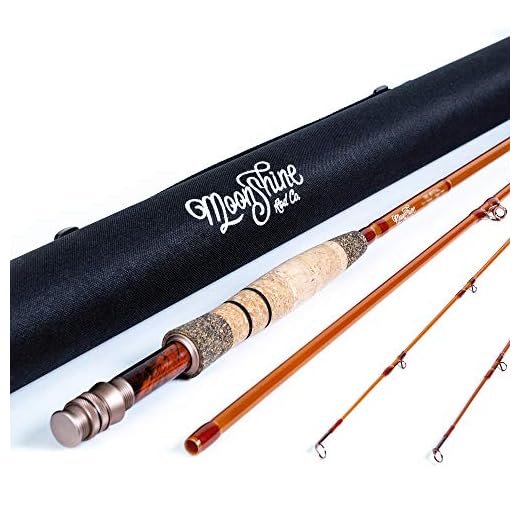 Moonshine Rod Co. The Revival Series Fly Fishing Rod, Classic Fiberglass Rod with Carrying Case and Extra Rod Tip Section (Fiberglass, 5wt 8')