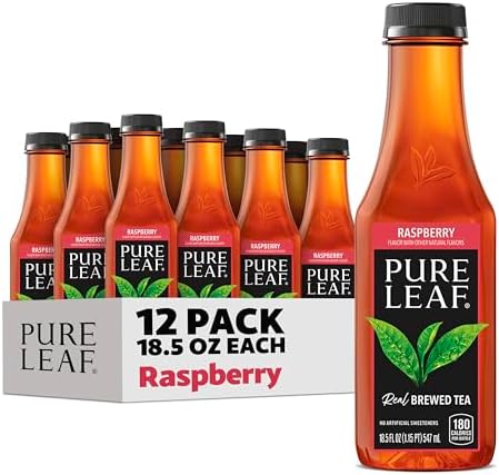 Pure Leaf Iced Tea, Raspberry, Real Brewed Tea, 18.5 Fl Oz Bottles (Pack of 12)