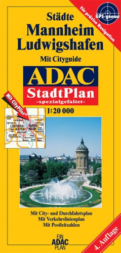ADAC Stadtplan Mannheim/ Ludwigshafen 1 : 20 000. Spezialgefaltet: Mit Cityguide. Mit City- und Durchfahrtsplan. Mit Liniennetzplan des MVV und Postleitzahlen Map – 1 Jan. 1900