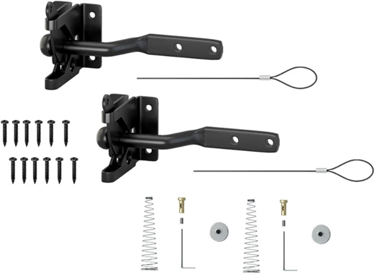 Gate Latch Pull 6 Pack Self Locking Gate Latch for Wooden Fence Heavy Duty,with Steel Spring Cable Pull String Hardware Lock for Metal Wooden Fence