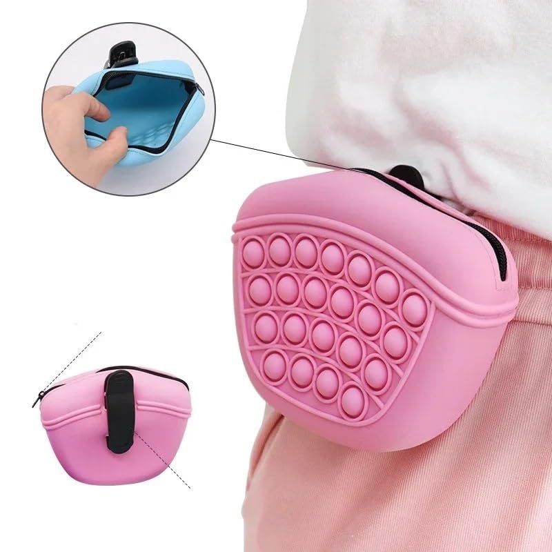 Pochette de dressage pour chien avec grande capacité - Sac banane portable pour récompenses de chien - Idéal pour la marche, le dressage et la randonnée - Couleur rose