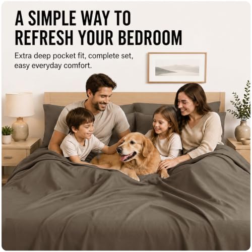 Image of CozyLux 6-Piece Queen Sheet Set, Fits 18-21 Inch Mattresses, Oeko-TEX