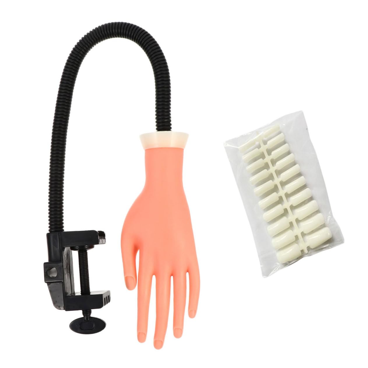 Vaguelly Silicone Nail Practice Hand Model with Stand Flexible 1 Set Manicure Accessories for Nail Art Training