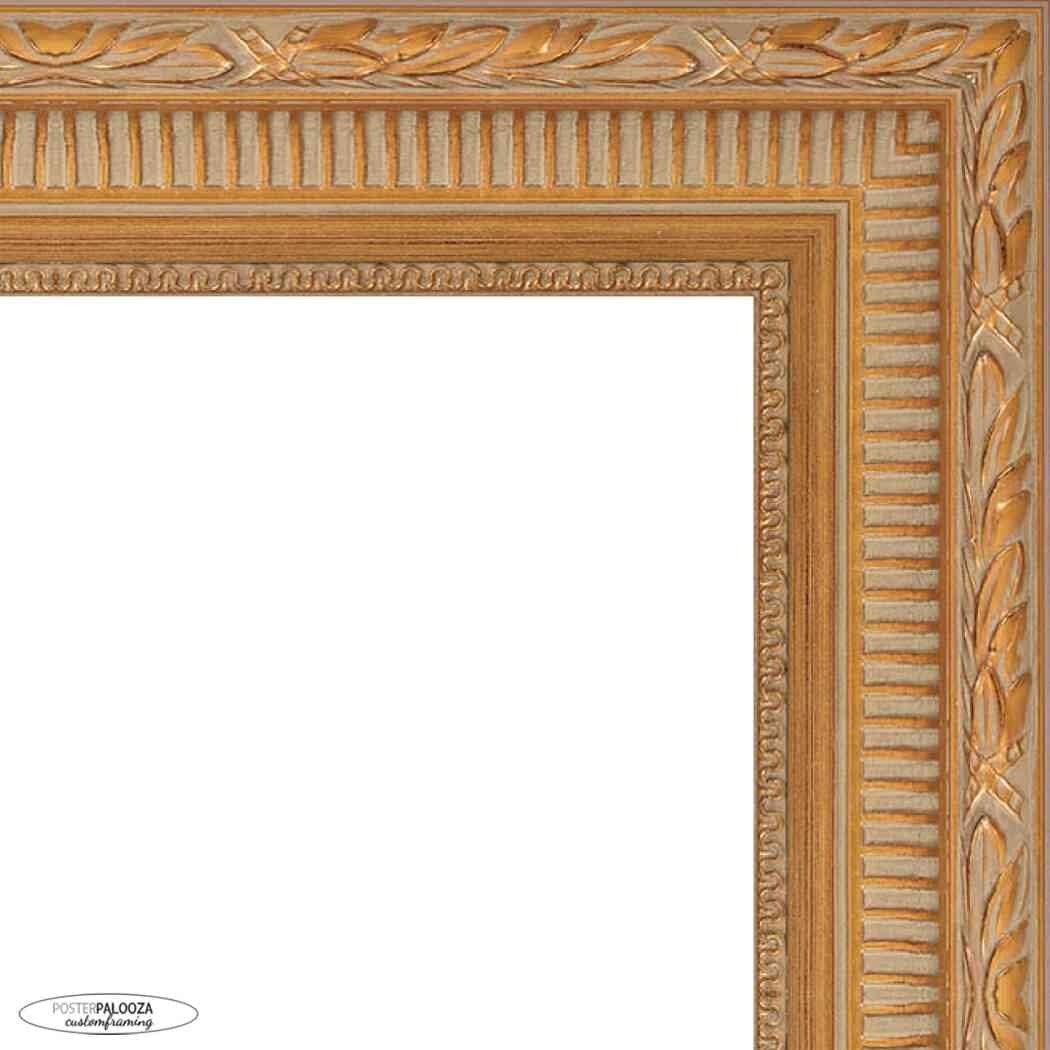 Poster Palooza 18x10 Ornate Gold Complete Wood Picture Frame with UV Acrylic Plexiglass, Foam Board Backing & Hardware Included