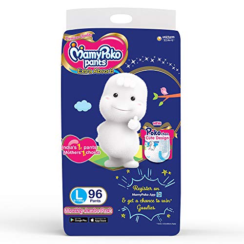 Image of MamyPoko Pants Extra Absorb Baby Diapers, Small (S size), 4-8 kg, 34 Count, Deep Sleep Diapers, Soft gentle fit, Deep Absorbent Crisscross, skin friendly with coconut oil (Pack of 3)