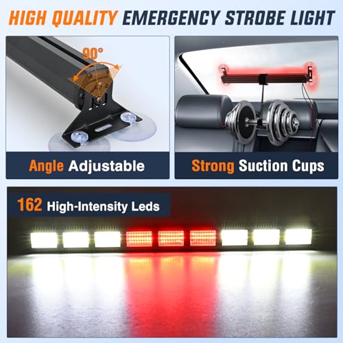 Image of Nilight 162 LED Traffic Advisor Strobe Light Bar 2-in-1 Red White Emergency Warning Hazard Lights with Controller 4 Switchable Color 36 Flash Pattern for Trucks Cars Tow Plow Construction Vehicles | 2 in 1 Emergency Warning Hazard Lights 4 Switchable Color 36 Flash Pattern for Trucks Cars Tow Plow Construction Vehicles