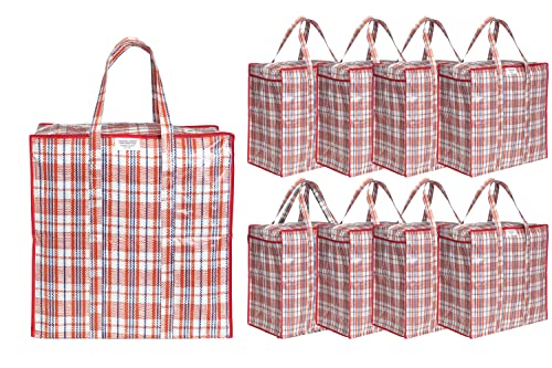 Josephine Osthoff robuste Aufbewahrungstasche bis 20kg, wasserabweisend und strapazierfähig für Umzug, Einkaufstasche mit Reißverschluss, Wäschesack für Kleidung, Decken, Kissen, Farbe:rot 9 Stück., 25.99 €