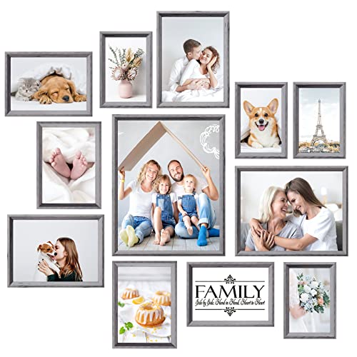 Image of HAMITOR Picture Frames Set - 12 Pcs for Collage Gallery for Wall Mounting or Tabletop Display Including 11x14 8x10 6x8 5x7 4x6 inch