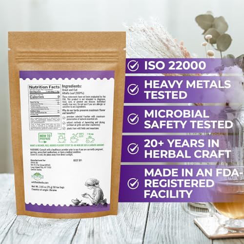 Image of 50 Bags Alfalfa Leaf Alfalfa Herb Tea (Medicago Sativa) - 24 Count 2g Tea Bags