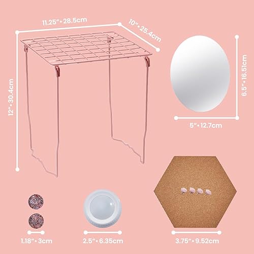 Miniatura 10 de LockerMate Kit organizador de casillero de 7 piezas, incluye estante de casillero, espejo, pizarra blanca, taza de almacenamiento y marcador de