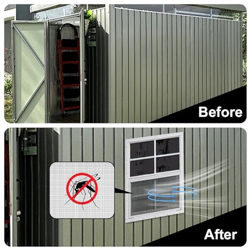 Gaahing 2-Pack 14\" x 21\" Heavy-Duty Aluminum Shed Windows Kit Flush Mount with Tempered Glass & Fiberglass Screens for Chicken Coops, Barns, Playhouses, Garages