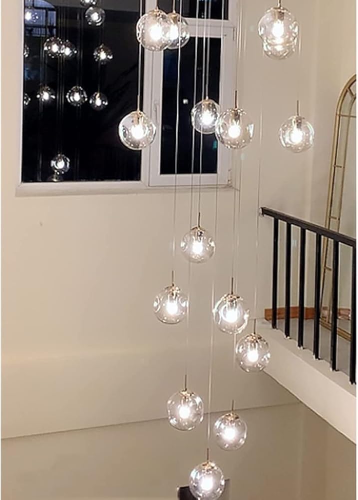 SXECAEPS Modern creative chandelier Modern Minimalist Staircase Long Multi Lights Creative Living Room Loft Duplex Hollow Hotel Villa Stairwell High Ceiling Pendant Light Decor R