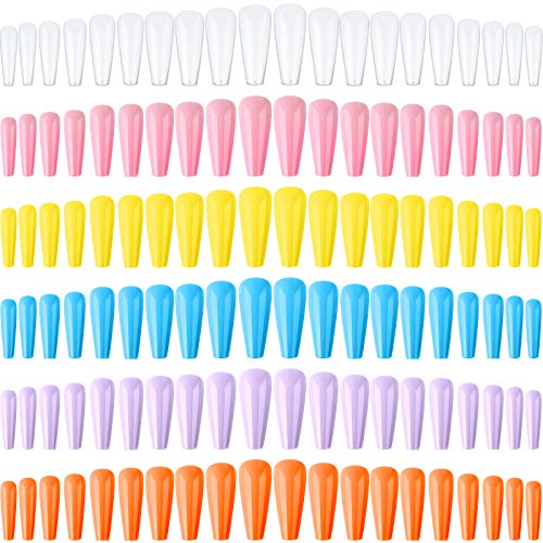 image for Maitys 300 Pieces Long Coffin Fake Nail Tips Ballerina Full Cover Glos