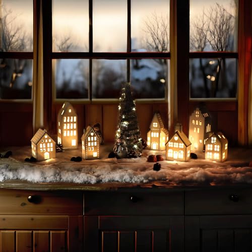 COM-FOUR® tea light house made of porcelain, house made of matt porcelain with tea light base, light house - Image 2