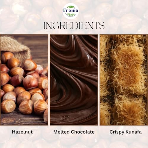 Image of Fronia Kunafa Chocolate Bar Dubai Style - Hazelnut Kunafa Chocolate Dessert, Milk Chocolate with Creamy Hazelnut Filling & Crunchy Kunafa Layers | 200g