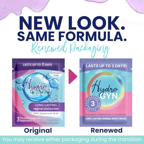 Image of Hydro GYN Vaginal Moisturizer with Hyaluronic Acid for Vaginal Dryness, 3 | Long Lasting, Vaginal Irritation, Vitamin E, Feminine Care, Hormone Free, Pre and Post Menopausal, 3 Pre Filled Applicators