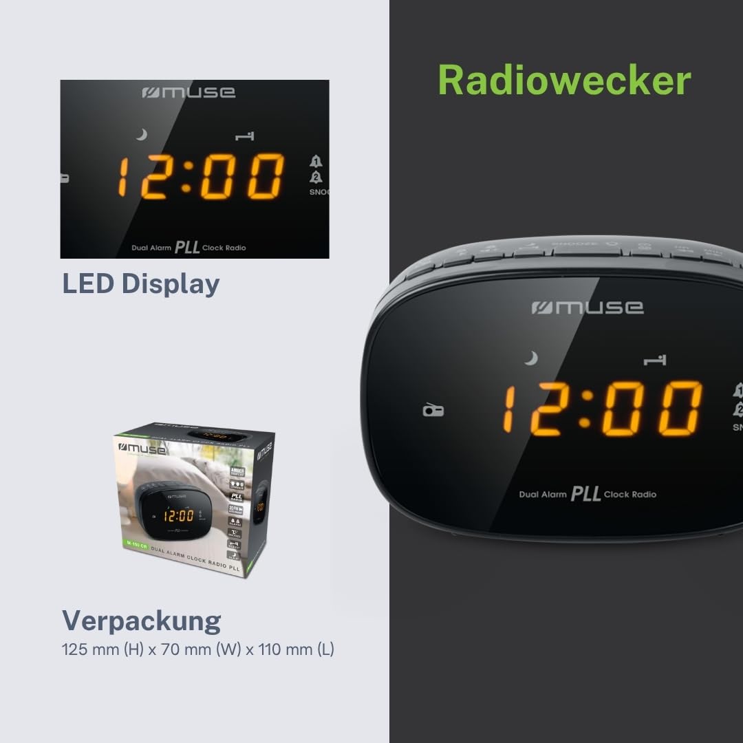 MUSE Radiobudzik M-150 CR, Czarny