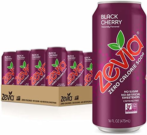 Zevia Zero Calorie Soda, Black Cherry, 16 Ounce Cans (Pack of 12)