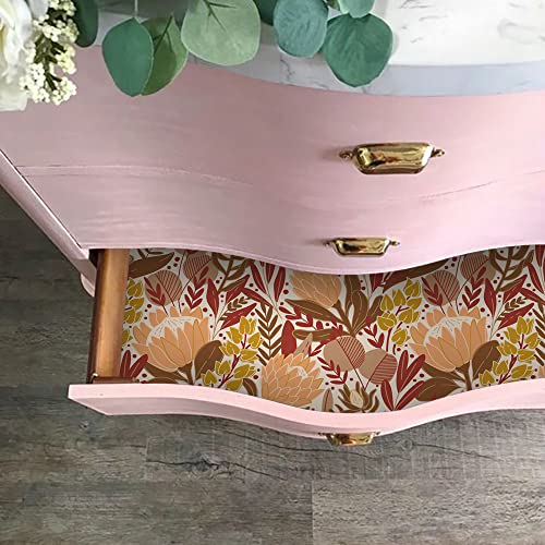 Papier peint autocollant fleurs orange pour décorer un salon bohème