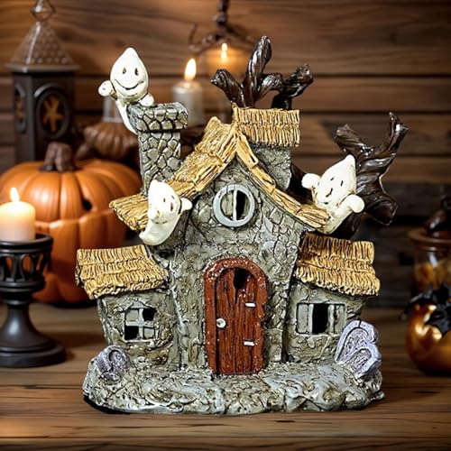 Figurine hantée de Maison miniature lumineuse et décor d'Halloween de table - 5