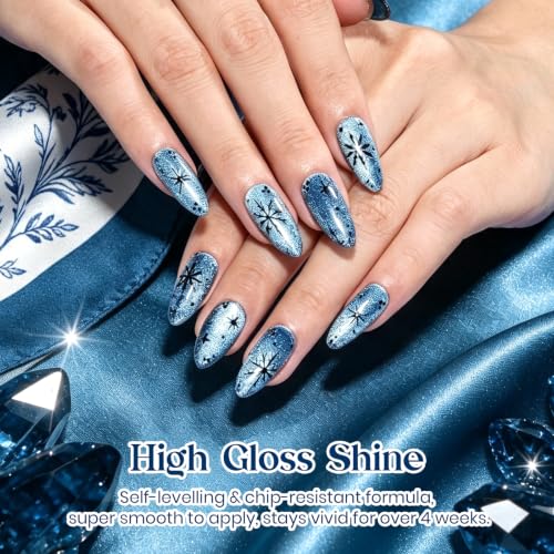 Image of Beetles Cobalt Blue Cat Eye Gel Nail Polish, 15ML Magnetic Glitter