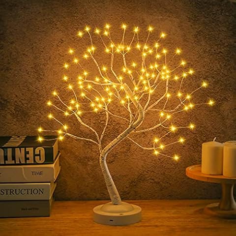 FUCHSUN $$$ Led Birch Tree Light Tabletop Bonsai Tree 20 Inches Decorative Fairy Light Artificial Tree Battery Operated Twig Lamp for Party Wedding Holiday Festival Christmas Decoration - Warm White Cover