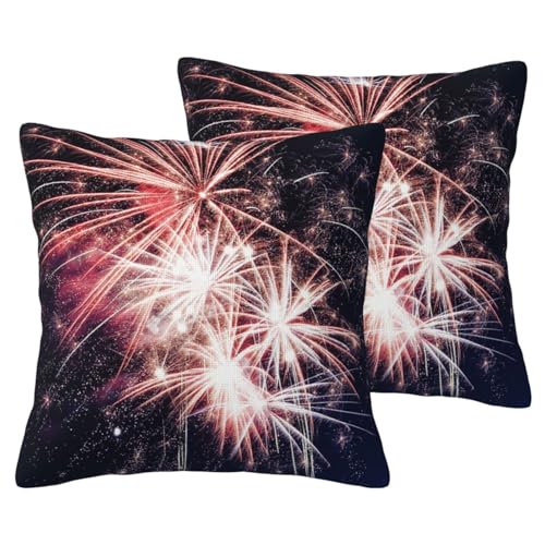 Taies d'oreiller lin feu d'artifice lot de 2 anti plis pour lit