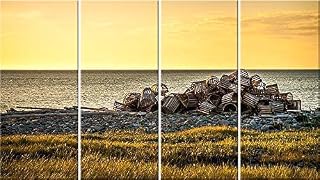 Nautical Lobster Trap 4 Panel Canvas Wall Art. Newfoundland Photography Print.