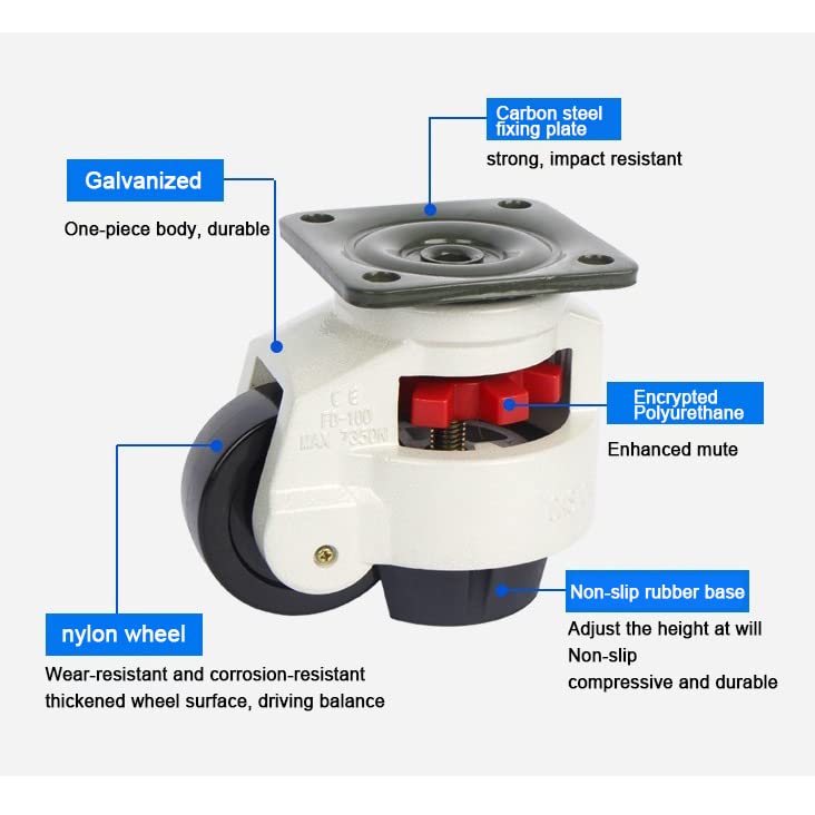 Machine de nivellement rétractable 60F 80F roulettes pivotantes robustes pour établi - 4