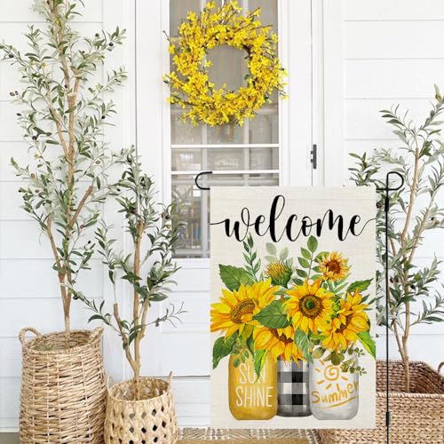 Crowned Beauty CF808-12 Summer Garden Flag Mason Jar Sunflower 12X18 Inch Double Sided thumb #3