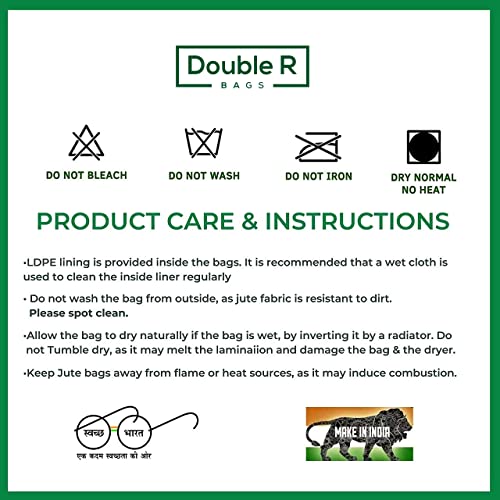 Image of DOUBLE R BAGS Big Heavy Duty Eco Reusable Jute Cloth Shopping Bag with 6 Pockets & Reinforced Handles | Grocery, Milk, Fruits & Vegetable Carry Organizer Tote | Navy, 45x17x35 cm, 1 Compartment