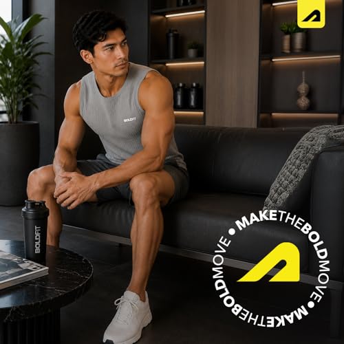 Image of Boldfit Sleeveless Tshirts for Men Cotton Gym Vest Tank Top Men Quick Dry Workout Sando for Man Stretchable Mens Baniyan Innerwear Vest for Running, Training, Yoga, Everyday Wear Comfort Fit Tshirt
