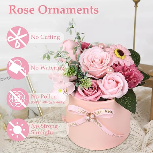 Cyiecw Ewige Rosen Geschenkbox - Parfümierte Konservierte Infinity Rosen für Frauen, Romantisches Geschenk für Muttertag Valentinstag Geburtstag Jubiläum (Rosa)
