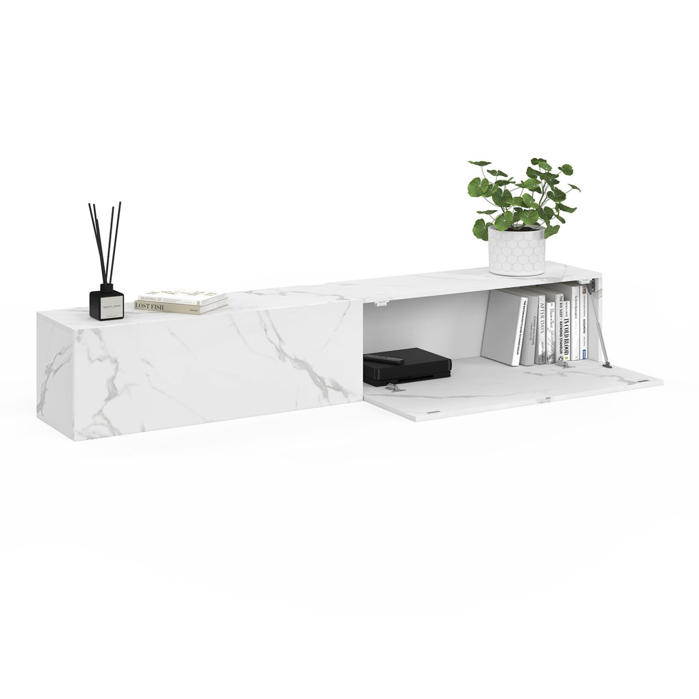 IDMarket Elio - Mueble para TV (180 cm, 2 puertas, madera, efecto mármol)